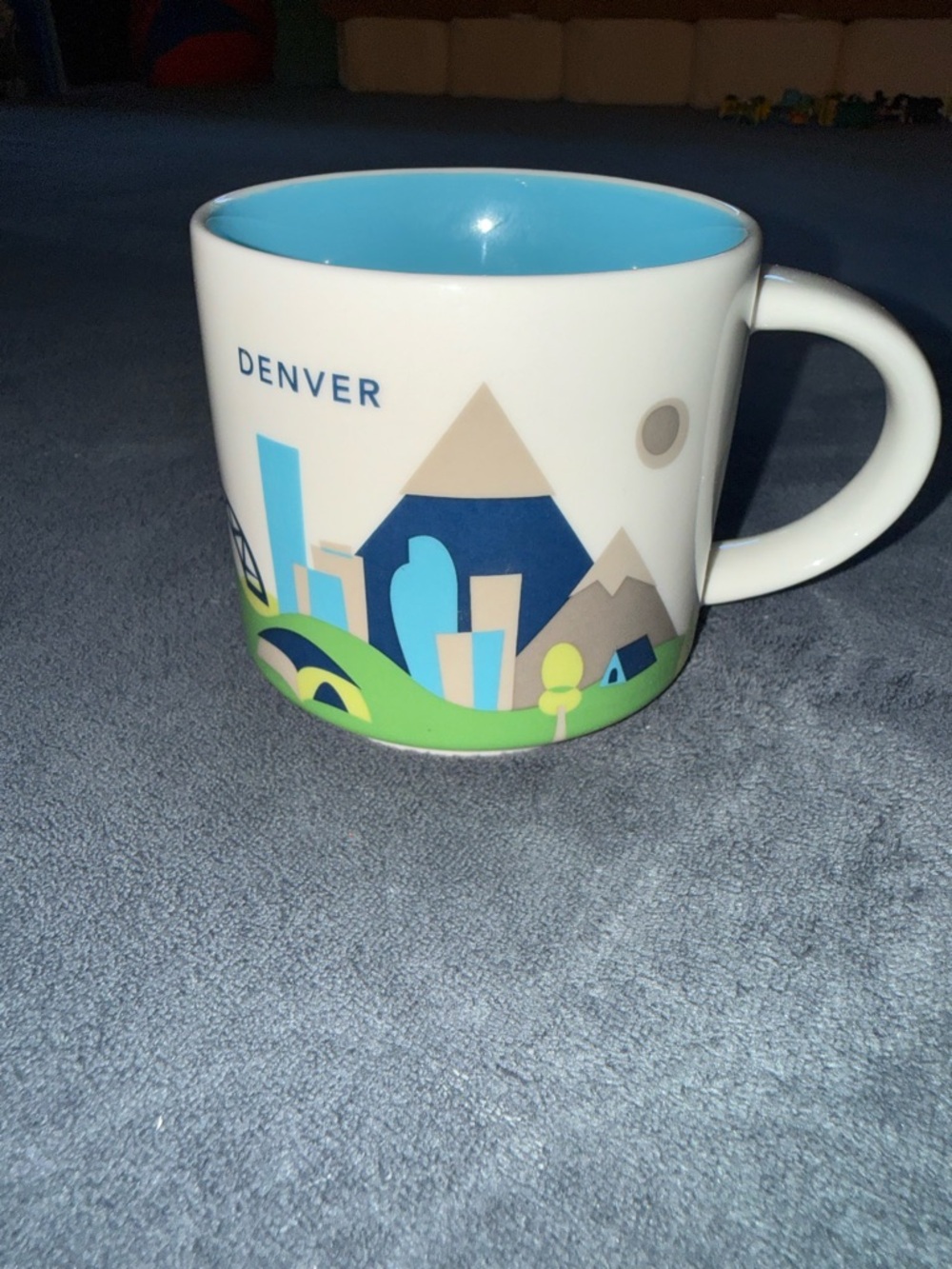 Starbucks Denver Mug - White Exterior, Blue Interior, Green Accents (3 for $35)